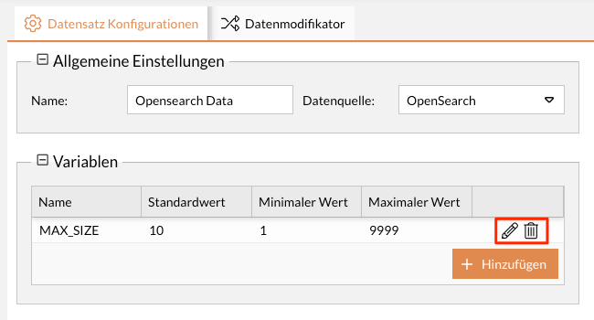 Variablen bearbeiten oder entfernen