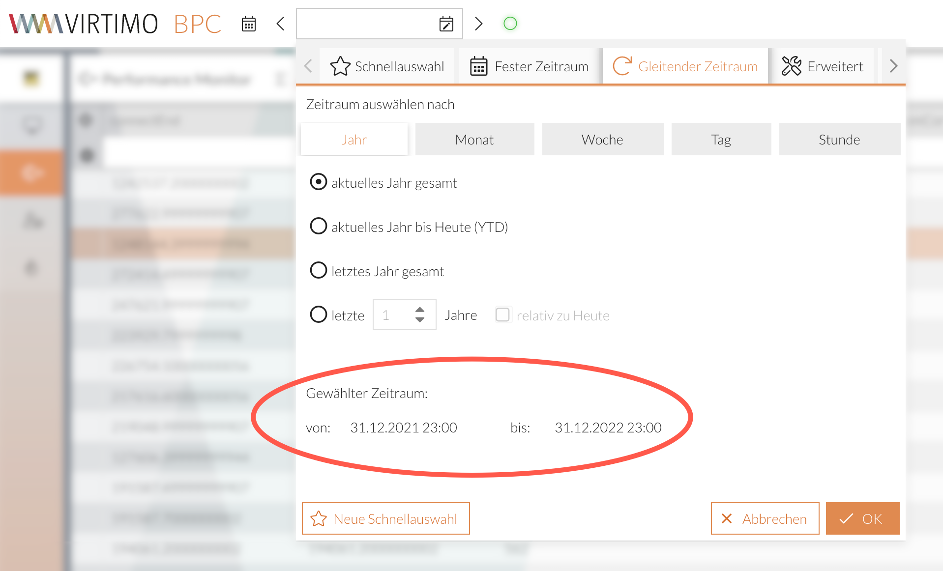 Vorschau des Zeitraums