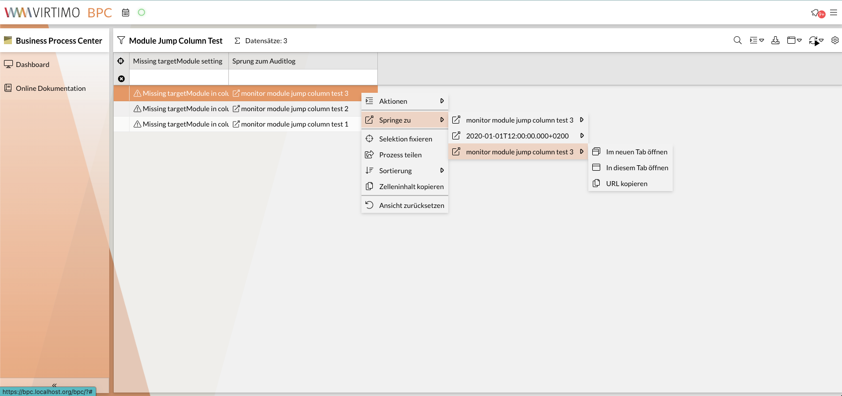 JumpColumn - Kontextmenü