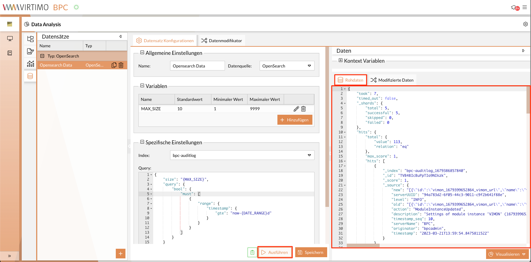 Elasticsearch Rohdaten