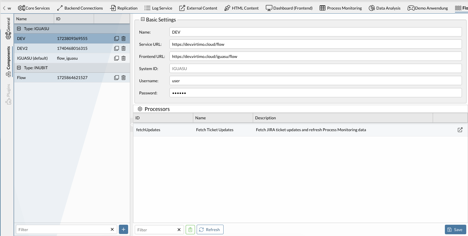 Flow IGUASU Konfiguration