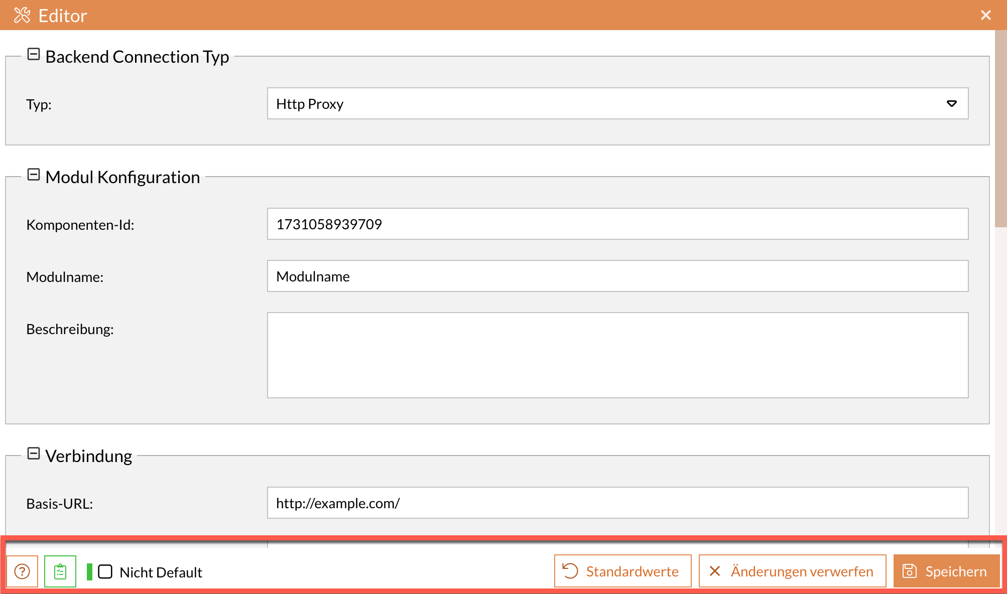 Toolbar für Modulkomponenten