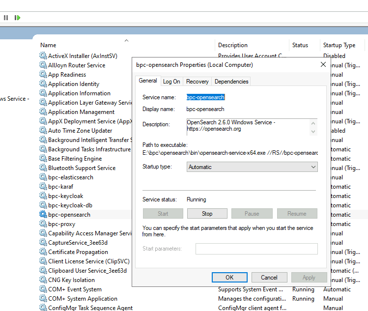 opensearch service windows config