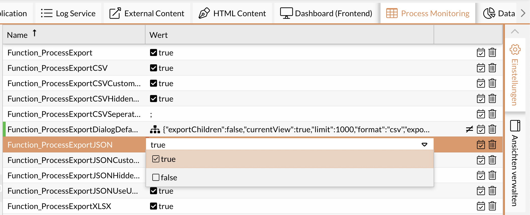 JSON als Auswahl anbieten