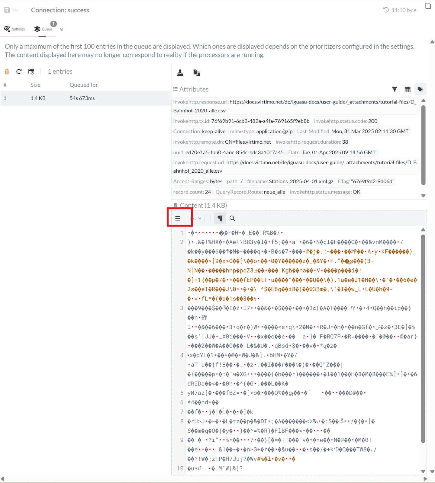 FlowFile Content herunterladen