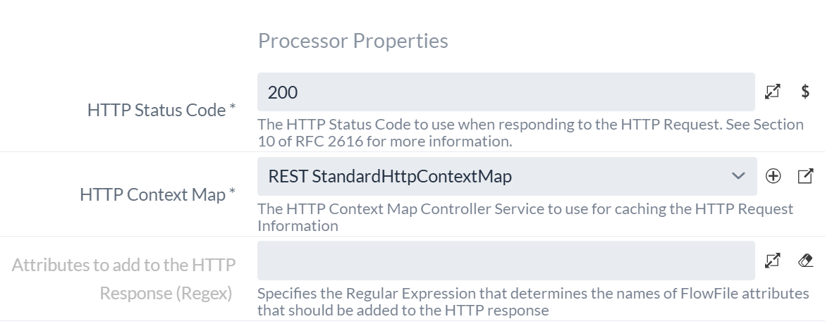 HandleHttpResponse Processor Konfiguration (Code 200)