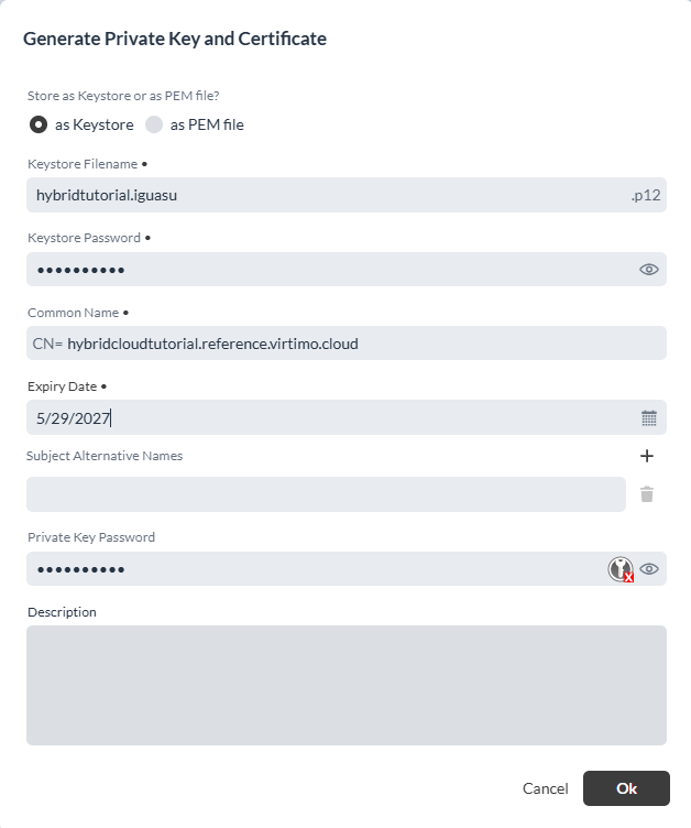 Keystore für IGUASU erstellen