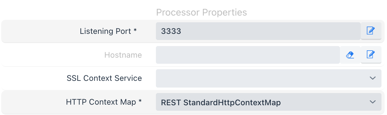 HandleHttpRequest-Prozessor Einstellungen