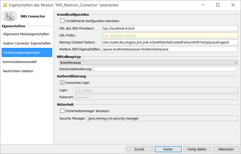 connection configuration