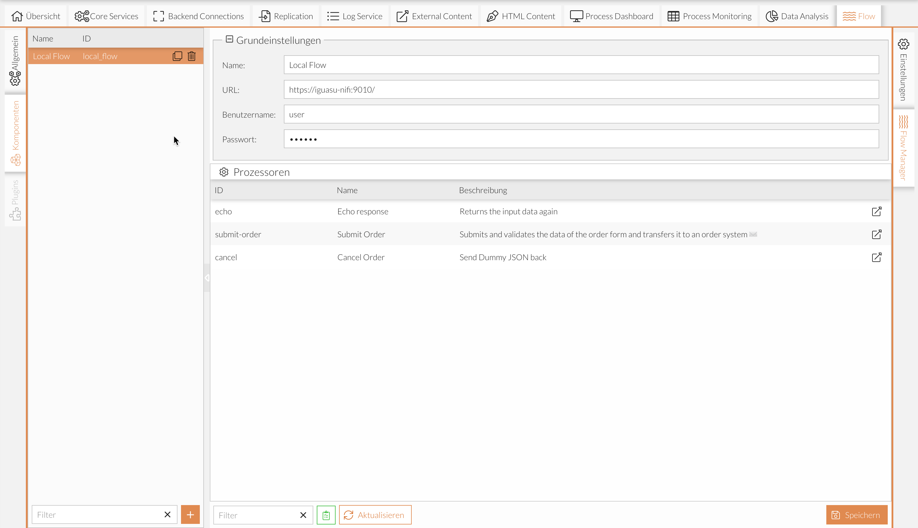 Flow IGUASU Konfiguration