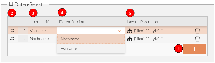 table data selector