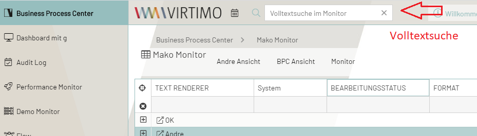 Suchfeld der Volltextsuche