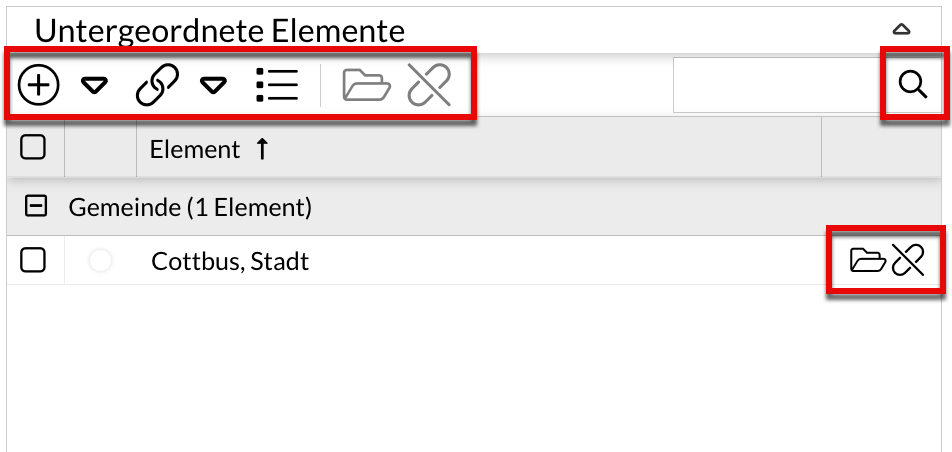 Untergeordnete Elemente - Funktionen