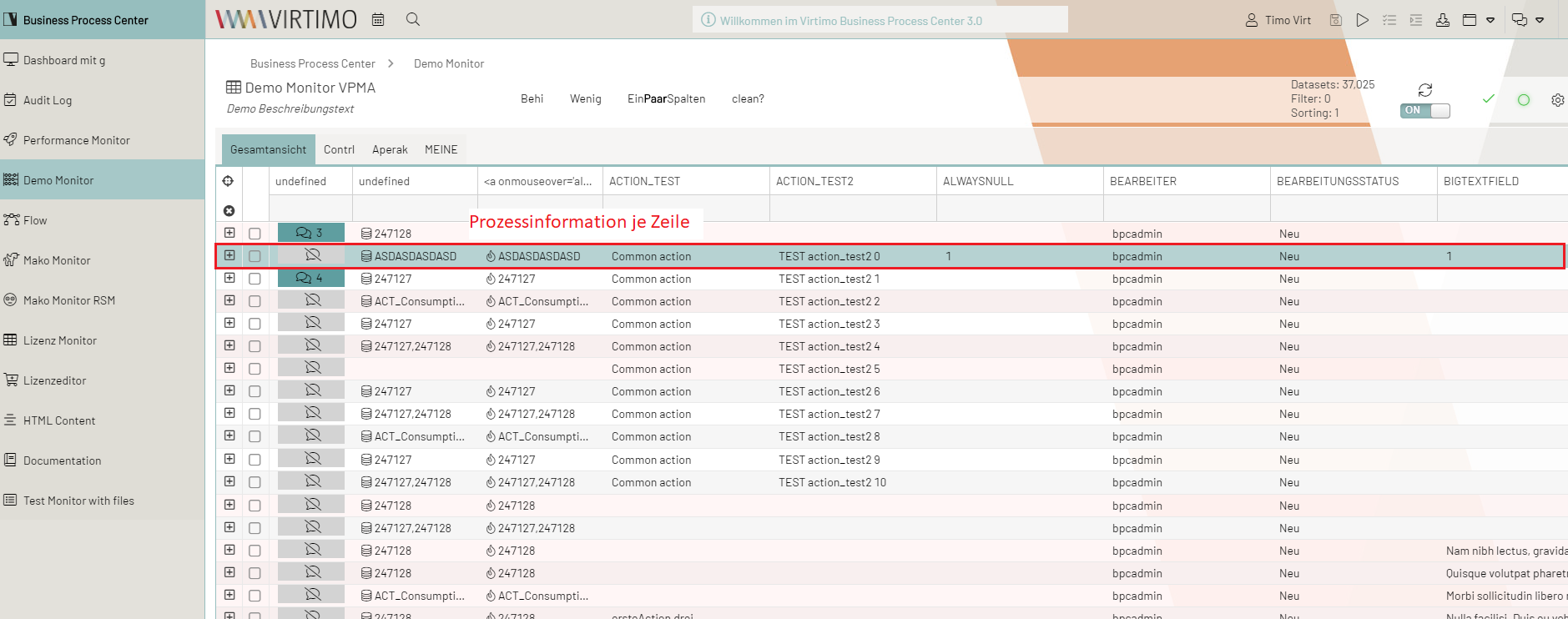 Tabellarische Ansicht