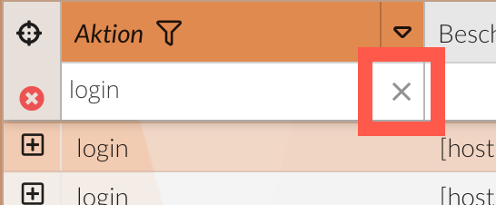 Spaltenfilter entfernen