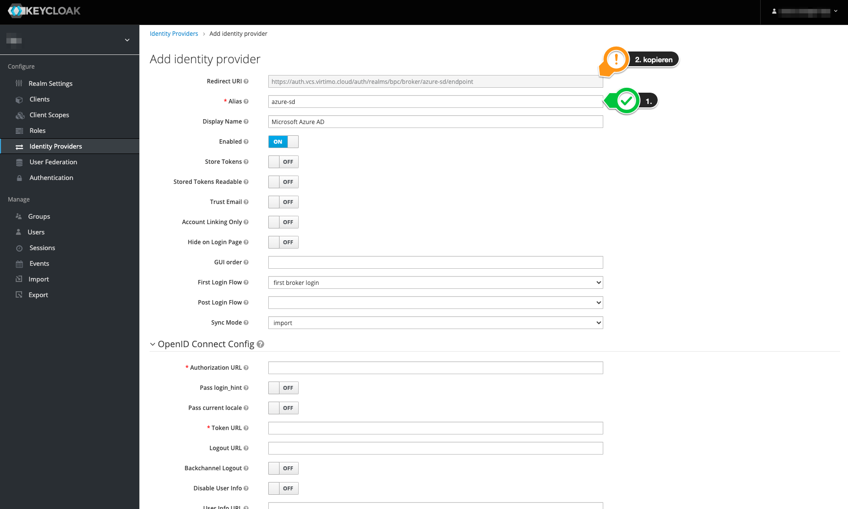 Microsoft Azure AD als IdP im Keycloak einrichten DOCS