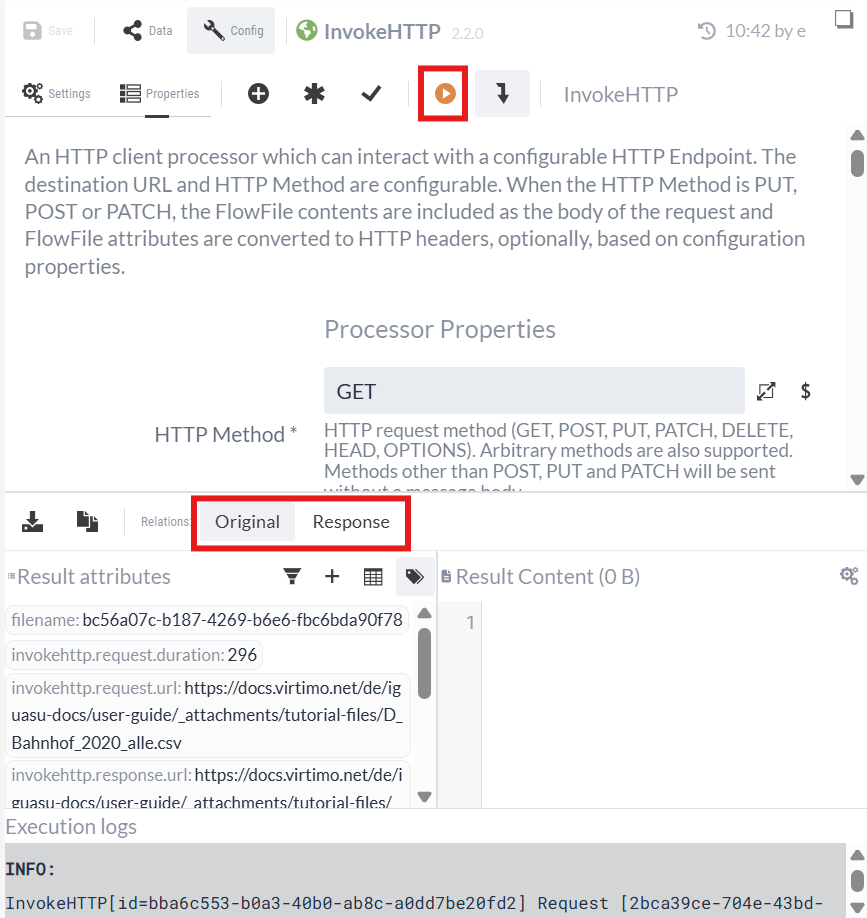 InvokeHTTP test execution