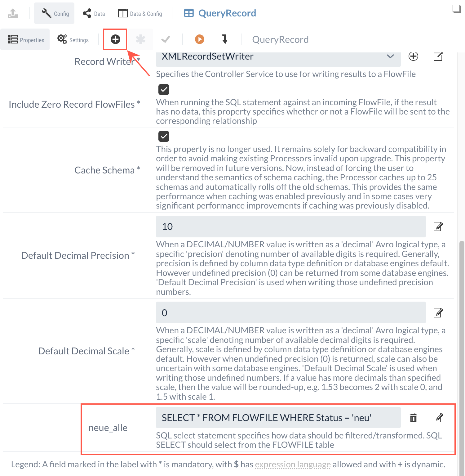 QueryRecord configuration