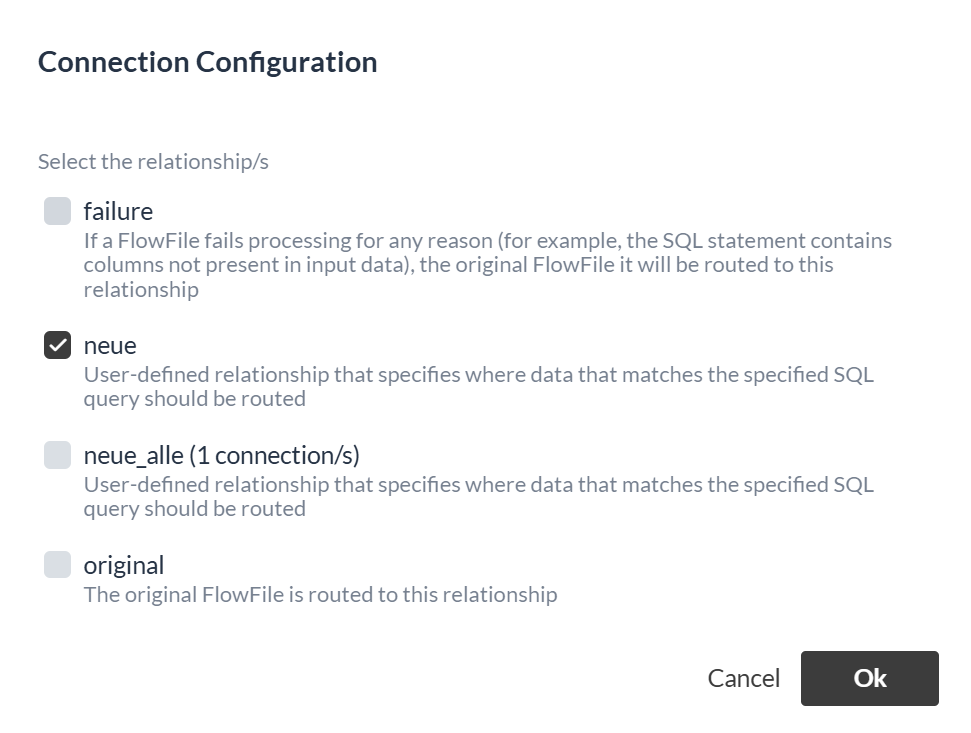 Configuration of the Connection