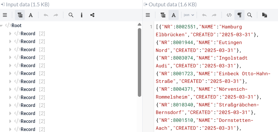 Input and output of the UpdateRecord Processor