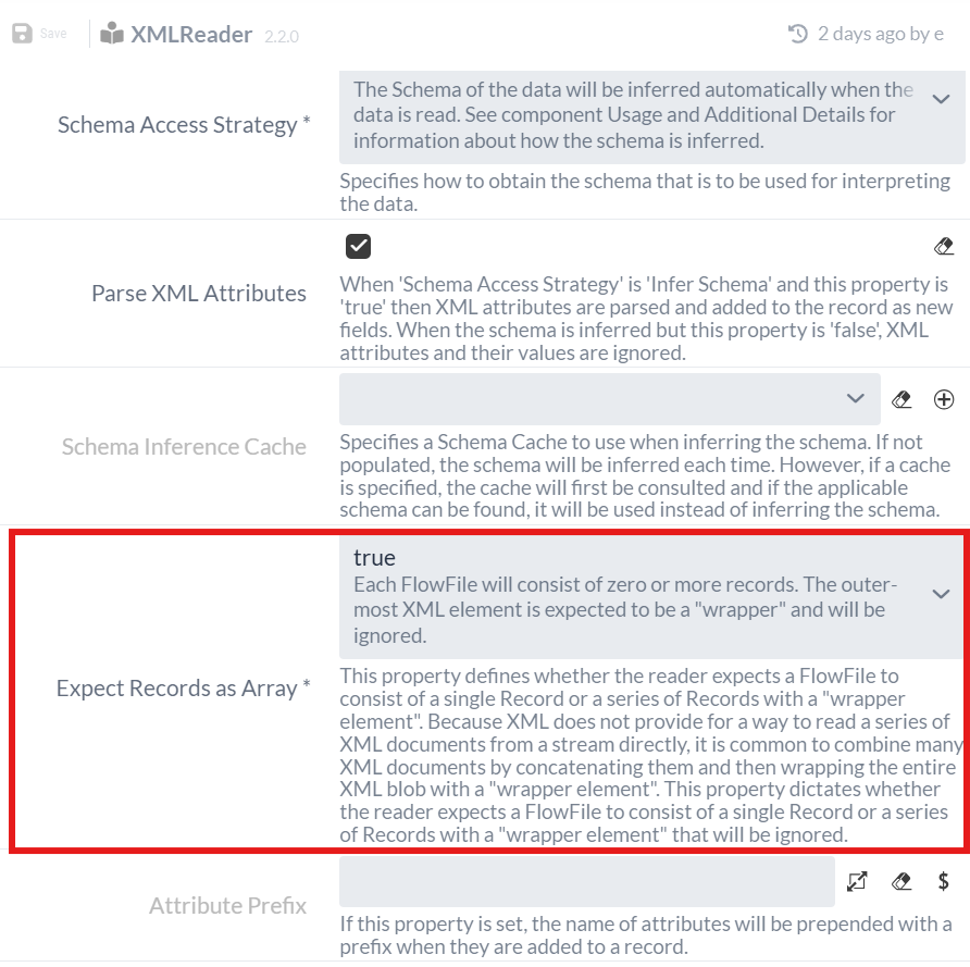 XMLReader configuration