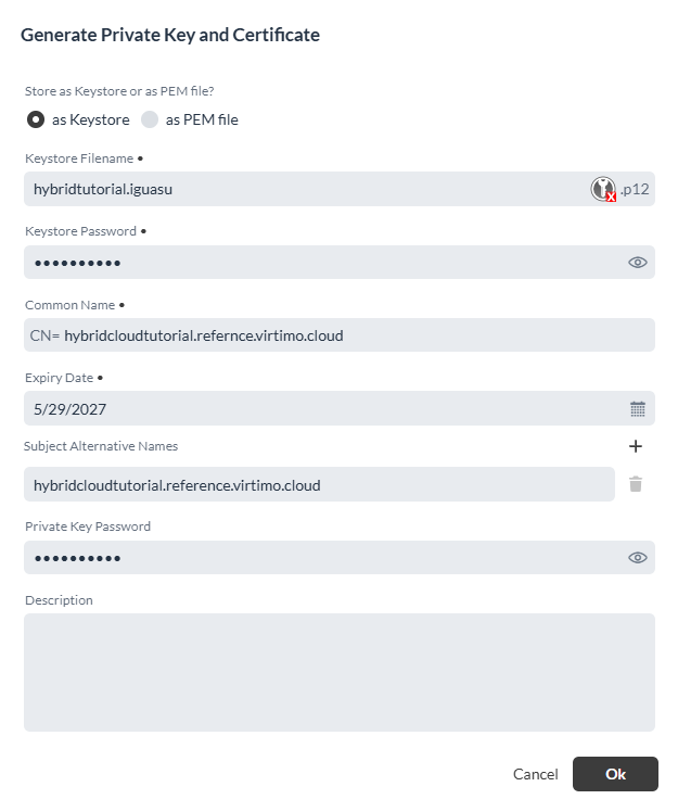 Create a Keystore for IGUASU