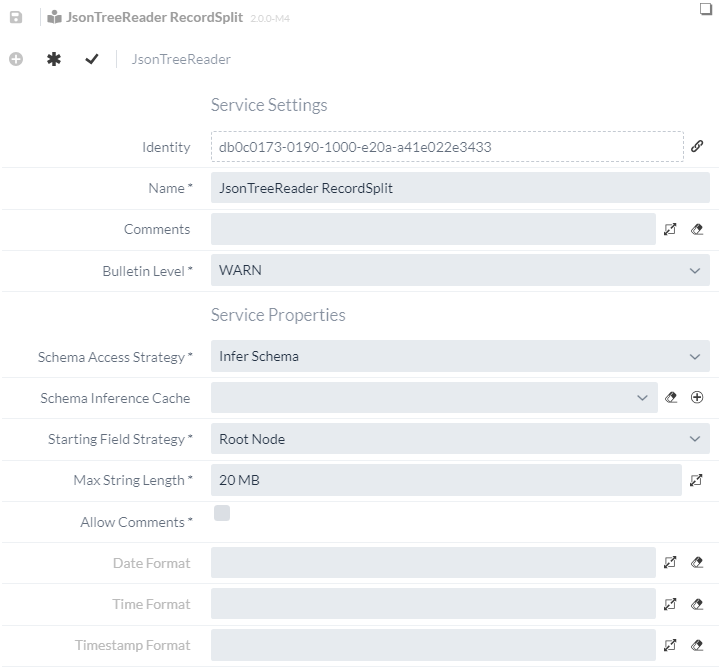 JSONTreeReader SplitRecord Konfiguration