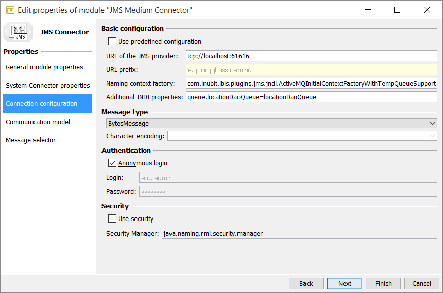 connection configuration